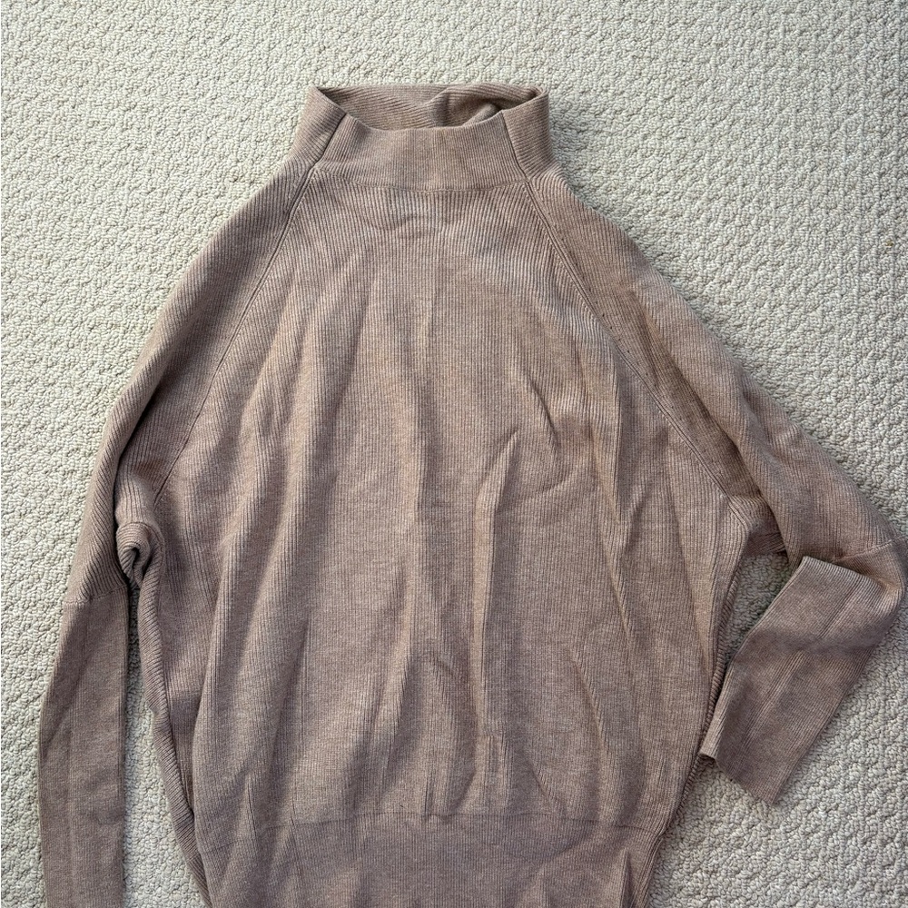 Bluivy Taupe Cowl Neck Lightweight Sweater